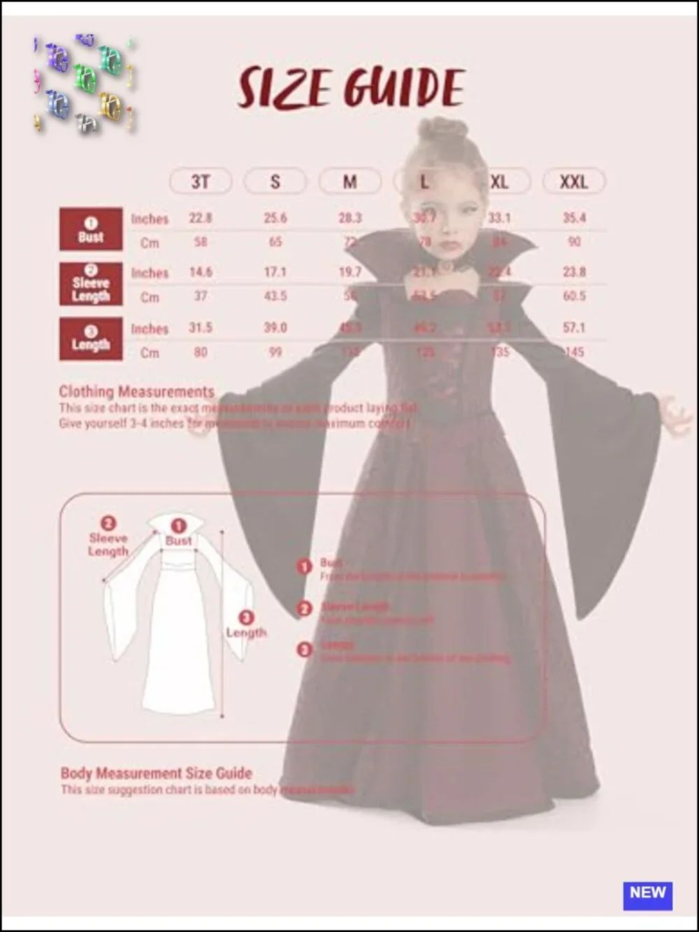Girls Halloween Vampire Costume Dress - Polyester Renaissance Medieval Cosplay